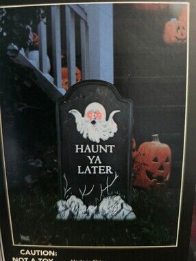 Large 20" Haunt Ya Later LED Black Halloween Lawn Tombstone Decor ( Plastic)